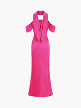 Adella Halter Off Shoulder Satin Long Dress